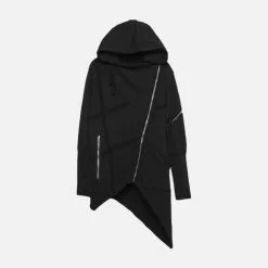 Nevstudio NEV Dark Function Irregular Diagonal Zipper Hooded Jacket