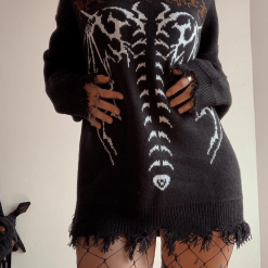 Nevstudio NEV Dark Ripped Skeleton Letters Print Oversized Sweater -Outlet Sweaters Store 1 254acbe2 7918 4569 8ef7 b8c255c87113