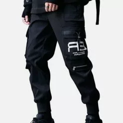 Nevstudio NEV Techwear Big Zipper Pockets Print Thick Fleece Cargo Pants