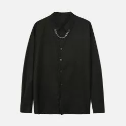 Nevstudio NEV Pure Color Hanging Chain Oversized Long Sleeve Shirt