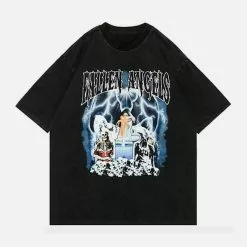 ESNT Nev Vintage Lightning Skull Print Washed Tee