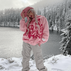 Nevstudio NEV Cartoon Line Character Print Hoodie -Outlet Sweaters Store 2 3