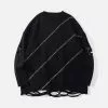 Nevstudio NEV Dark Pin Striped Embroidery Knitted Sweater -Outlet Sweaters Store 2 3a0b8711 a778 4f32 abcd 8f425cc9f45f
