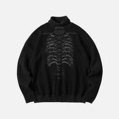 Nevstudio NEV Dark Mechanical Skeleton Print Knitted Sweater