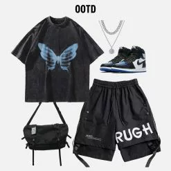 Nevstudio NEV Bone Butterfly Washed Graphic Tee -Outlet Sweaters Store 418