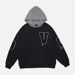 Nevstudio NEV Fake Two Tassel Embroidery Letters Print Hoodie