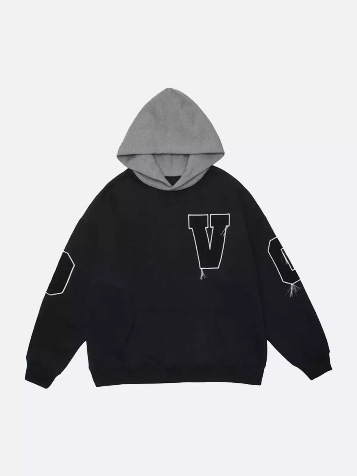 Nevstudio NEV Fake Two Tassel Embroidery Letters Print Hoodie 3 Nevstudio NEV Fake Two Tassel Embroidery Letters Print Hoodie