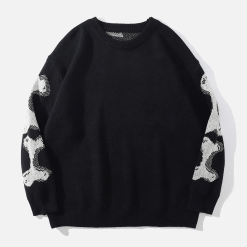 NEVSTUDIO NEV Dark Skeleton Print Knitted Sweater
