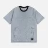 Nevstudio NEV Solid Color Pocket Washed Denim Tee
