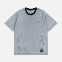 Nevstudio NEV Solid Color Pocket Washed Denim Tee