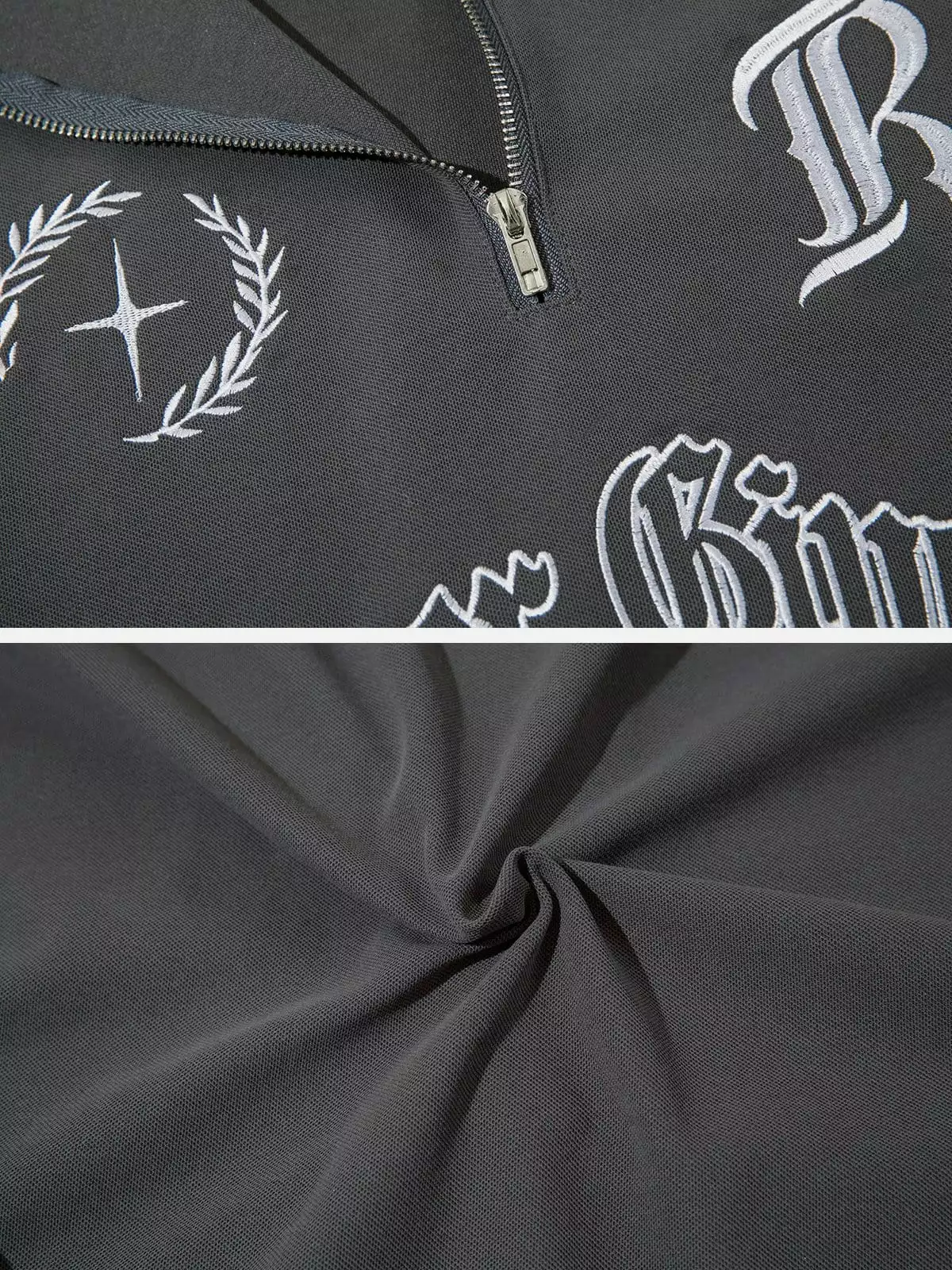 Nevstudio NEV Embroidery Letter Half Zip Up POLO Tee 7 Nevstudio NEV Embroidery Letter Half Zip Up POLO Tee - Image 5