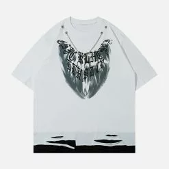Nevstudio NEV Feather Love Heart Necklace Hole Hem Tee