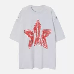 Nevstudio NEV Letters Star Detachable Sleeve Tee