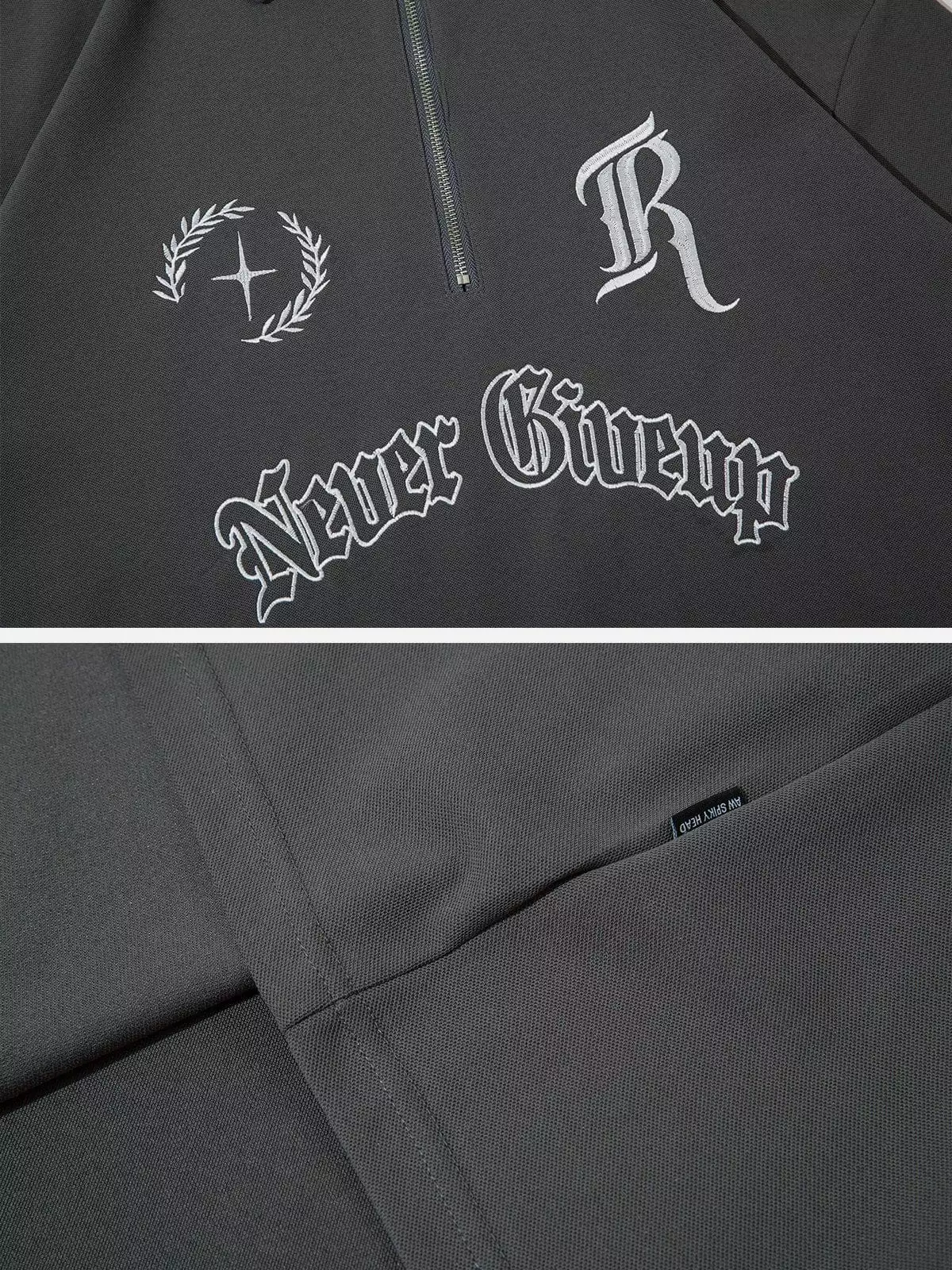 Nevstudio NEV Embroidery Letter Half Zip Up POLO Tee 8 Nevstudio NEV Embroidery Letter Half Zip Up POLO Tee - Image 6