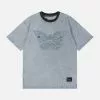 Nevstudio NEV Solid Color Butterfly Washed Denim Tee