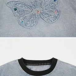 Nevstudio NEV Solid Color Butterfly Washed Denim Tee -Outlet Sweaters Store jpeg 521e2006 c48d 4fb0 a3f0 7391f93c3b97