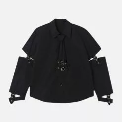 Nevstudio NEV Dark Metal Straps Tie Long Sleeve Shirt -Outlet Sweaters Store jpeg 5292c80f 43dd 49f0 86ef 7d61d305b010
