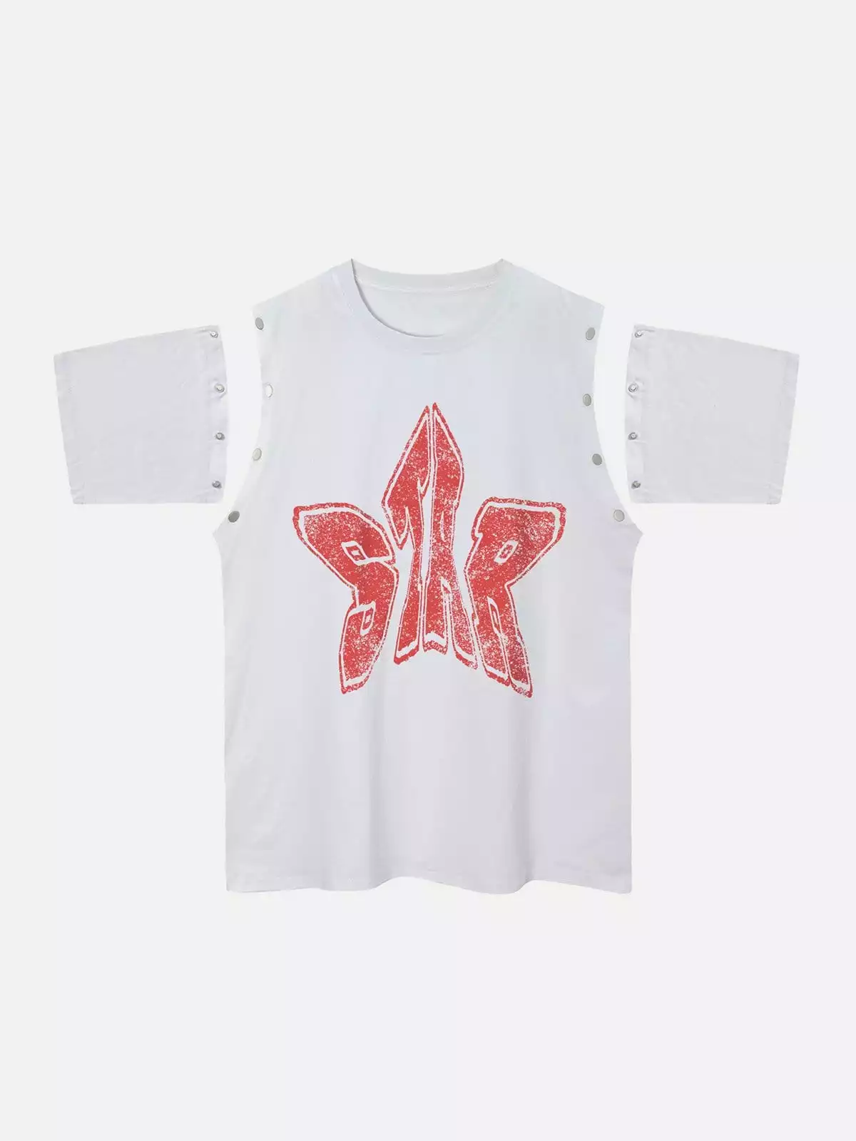 Nevstudio NEV Letters Star Detachable Sleeve Tee 4 Nevstudio NEV Letters Star Detachable Sleeve Tee - Image 2