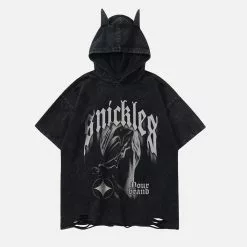 Outlet Sweaters Store 27 Nevstudio NEV Washed Abstract Print Hooded Tee