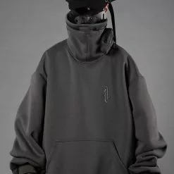 Nevstudio NEV Solid Color High Collar Hoodie