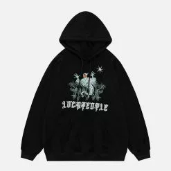 Nevstudio NEV Embroidery Letter Ghost Graphic Hoodie