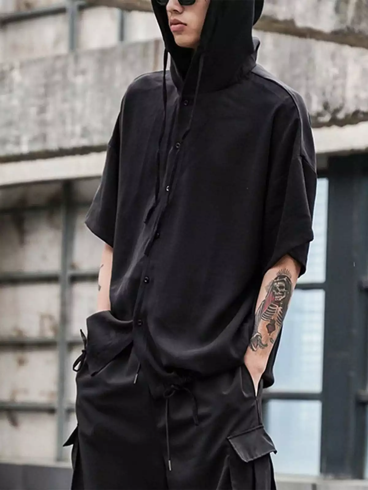 Nevstudio NEV Dark Elastic Oversized Hooded Shirt 8 Nevstudio NEV Dark Elastic Oversized Hooded Shirt - Image 6