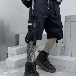 Nevstudio NEV Letter Schoolbag Buckle Cargo Shorts