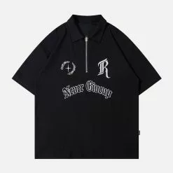 Nevstudio NEV Embroidery Letter Half Zip Up POLO Tee