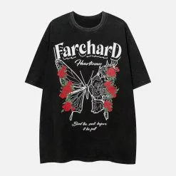 Nevstudio NEV Rose Butterfly Graphic Washed Tee