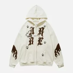 Nevstudio NEV Thorns Flame Love Heart Graphic Hoodie