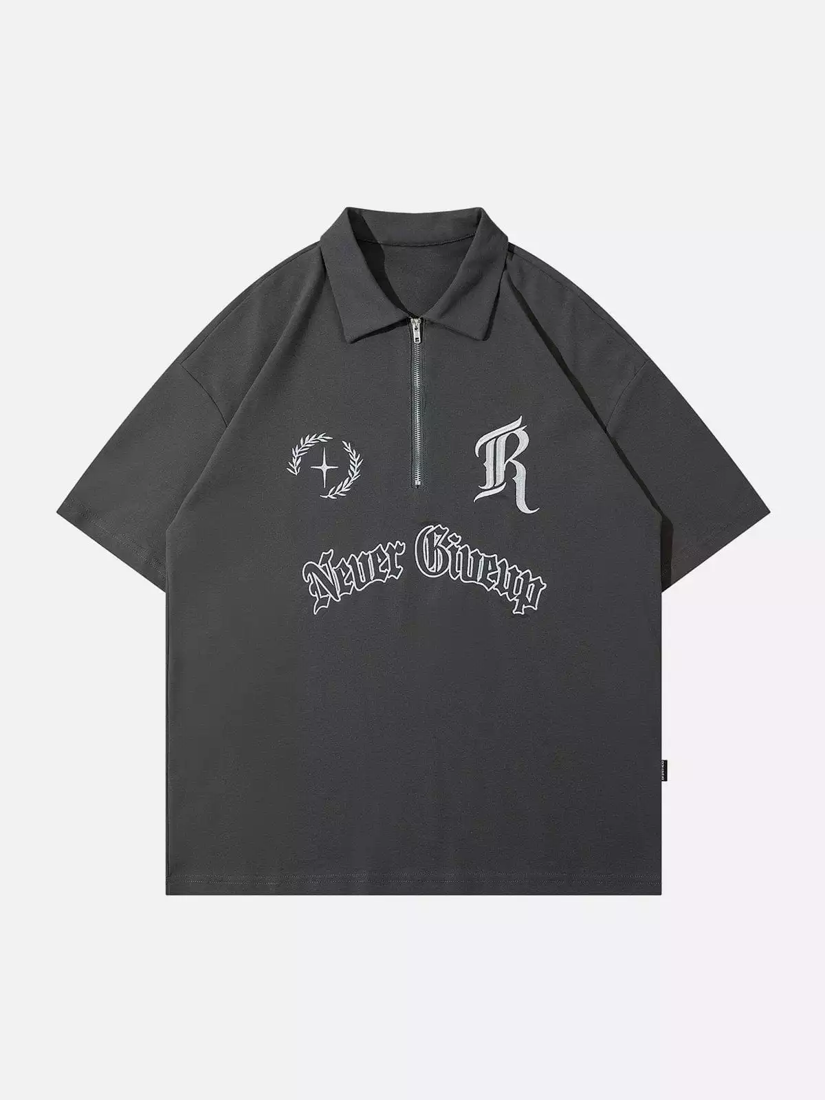 Nevstudio NEV Embroidery Letter Half Zip Up POLO Tee 5 Nevstudio NEV Embroidery Letter Half Zip Up POLO Tee - Image 3