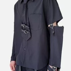 Nevstudio NEV Dark Metal Straps Tie Long Sleeve Shirt