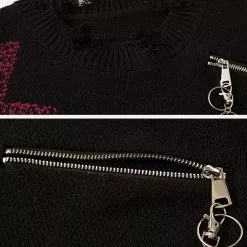 Nevstudio NEV Irregular Ripped Skeleton Zipper Chain Knit Sweater -Outlet Sweaters Store page 3 10....